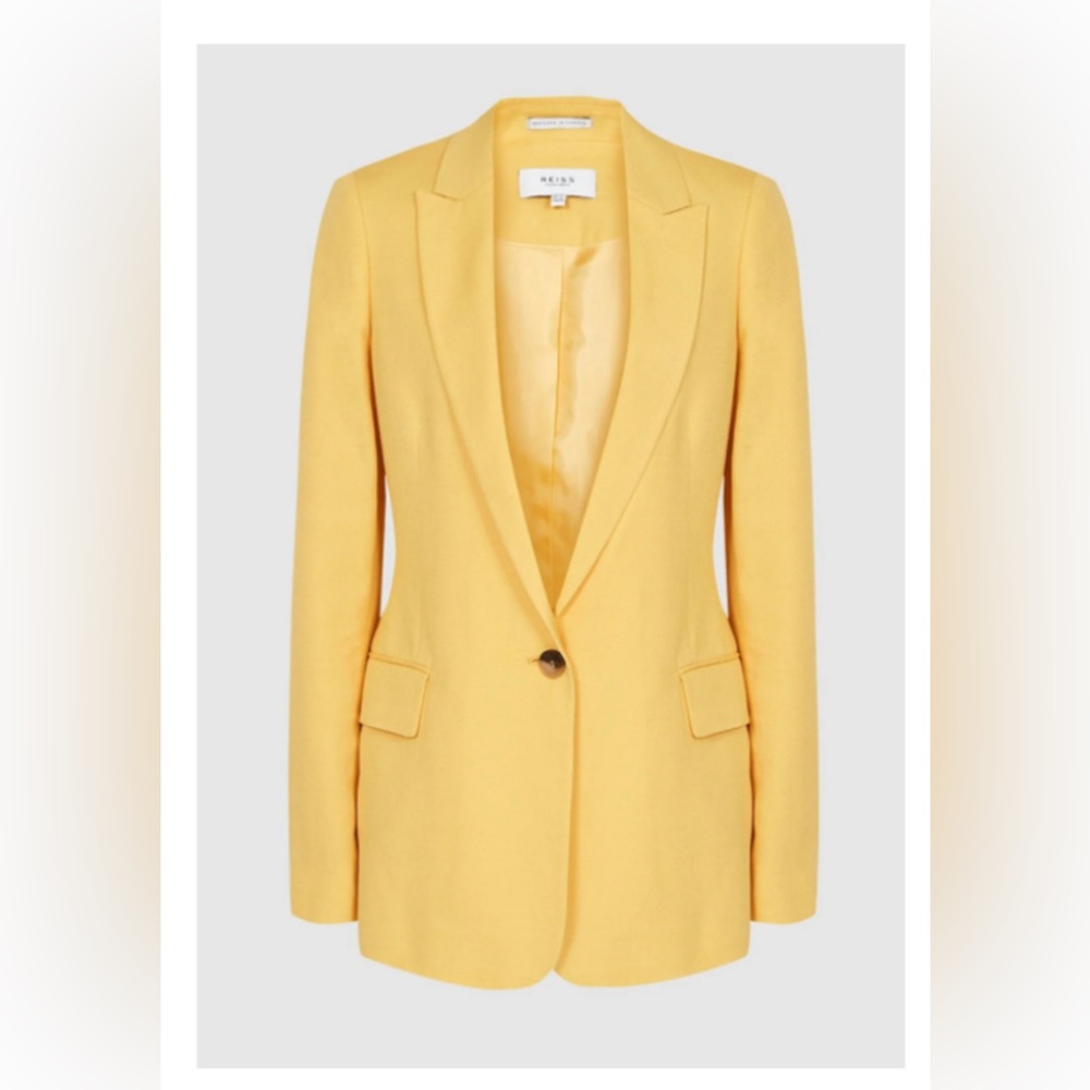 REISS Women's Haya Jacket Single Breasted Blazer Sun Yellow Size US 10 $440 - Picture 3 of 8